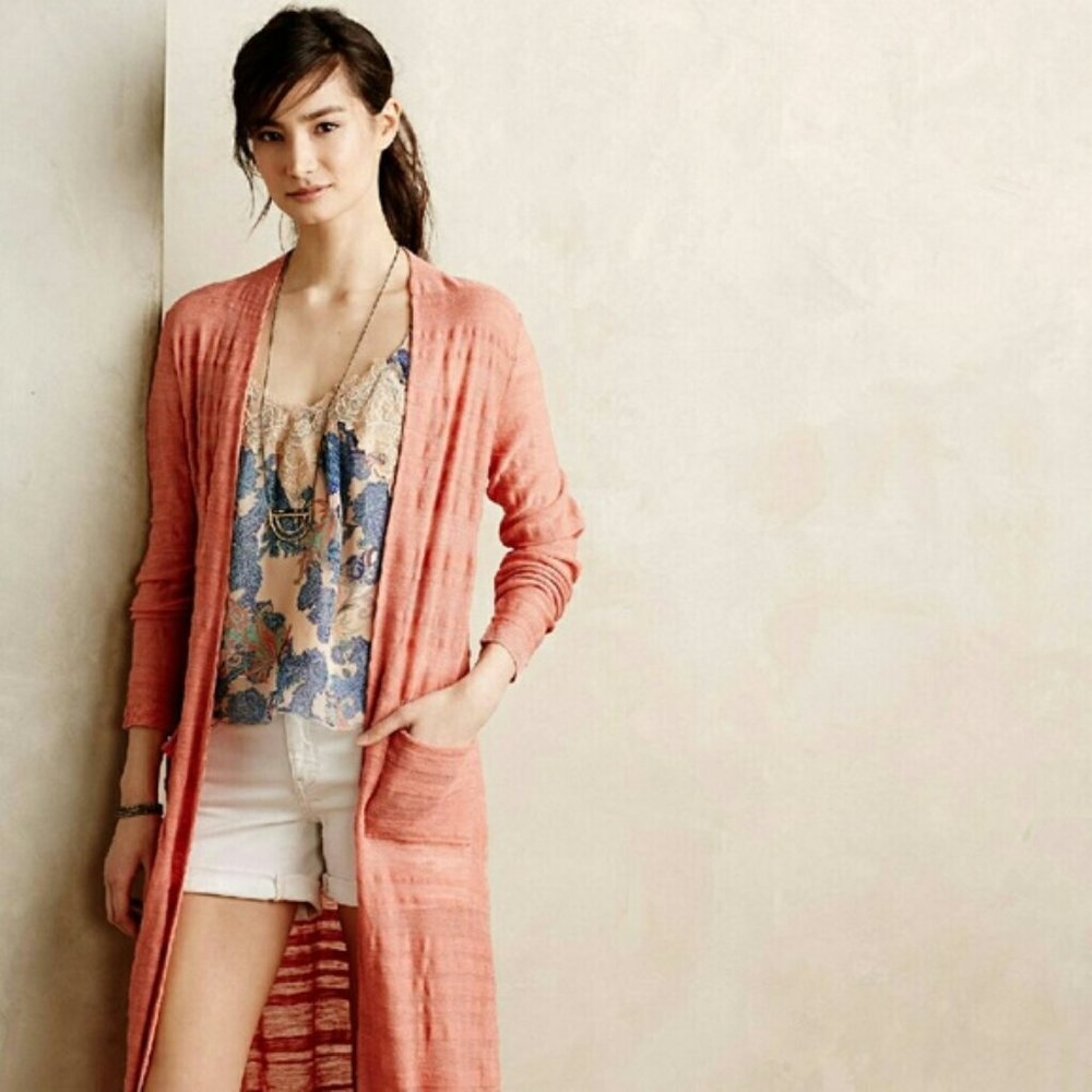 Anthropologie Moth Coral Cardigan Sweater Duster